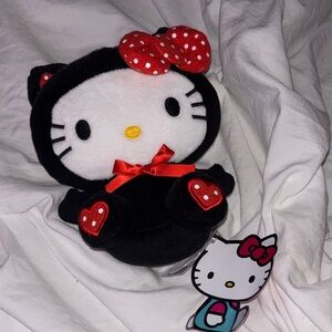 Sanrio Hello Kitty Black Plush with Red Bow and Heart Accents